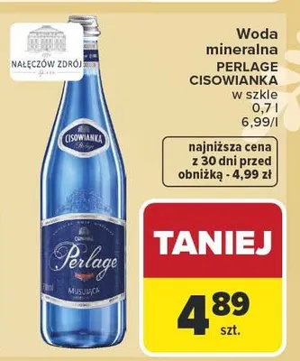 Woda mineralna cisowianka w szkle promocja w Carrefour