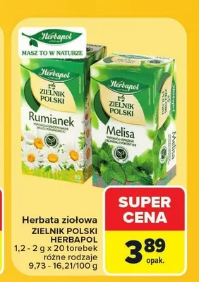 Herbata ziołowa melisa Herbapol Zielnik Polski promocja w Carrefour Market