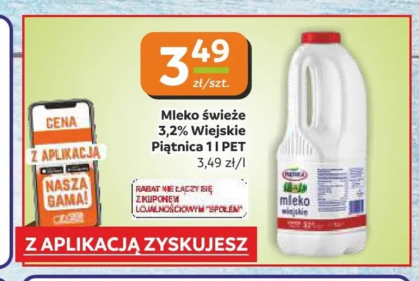Mleko świeże 3,2% Wiejskie Piątnica promocja w Społem Częstochowa
