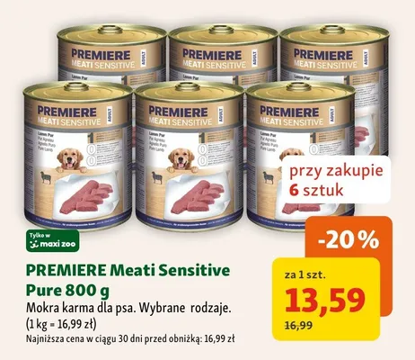 Mokra karma dla psa PREMIERE Meati Sensitive Pure promocja w MAXI ZOO