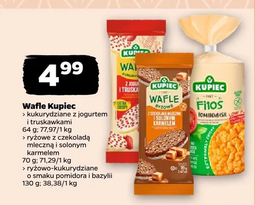 Wafle Kupiec ryżowo-kukurydziane o smaku pomidora i bazylii promocja w Netto