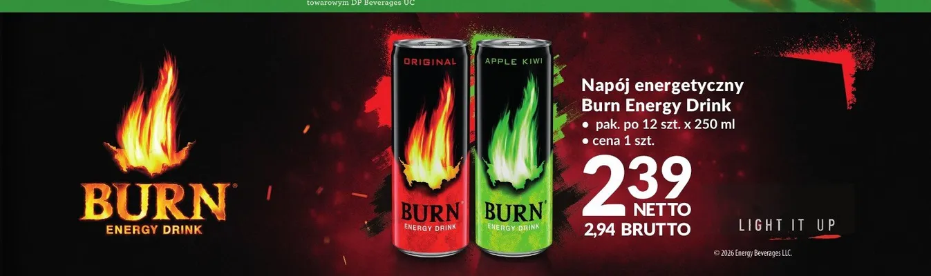 Napój energetyczny Burn Apple Kiwi promocja w Makro