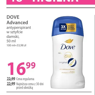 Antyperspirant w sztyfcie damski Advanced Dove promocja w Hebe