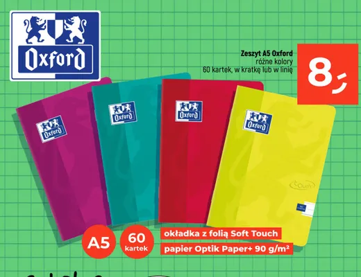 Zeszyt A5 Oxford 60 kartek w kratkę promocja w Dealz