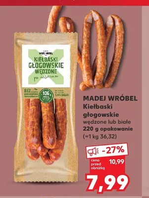 Kiełbaski głogowskie wędzone Madej Wróbel promocja w Kaufland