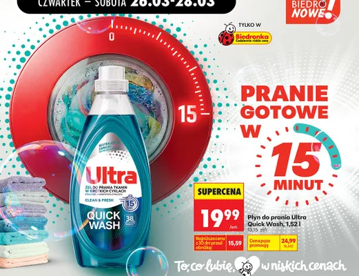 Żel do prania tkanin w krótkich cyklach Quick Wash Clean & Fresh promocja w Biedronka