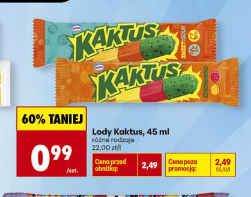 Lody Kaktus Sweet & Sour promocja w Biedronka