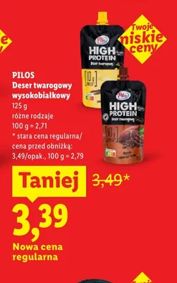 Deser twarogowy wysokobiałkowy Pilos waniliowy promocja w Lidl