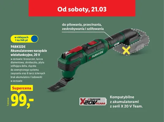 Akumulatorowe narzędzie wielofunkcyjne 20 V promocja w Lidl