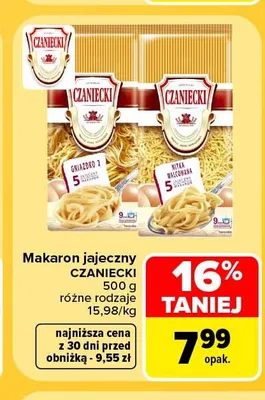 Makaron jajeczny Gniazdka Czaniecki promocja w Carrefour Market