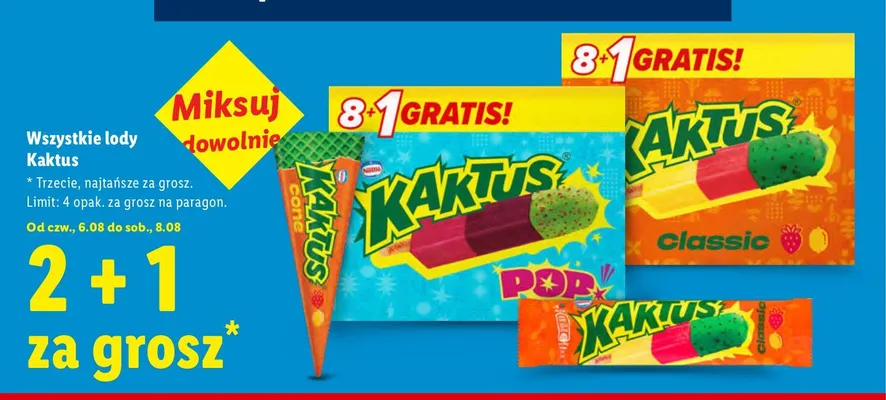 Lody rożek Kaktus promocja w Lidl