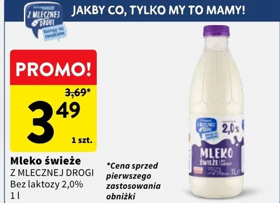 Mleko świeże bez laktozy 2,0% promocja w Intermarche