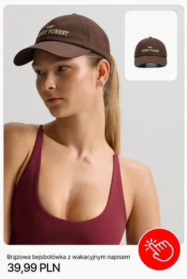 Czapka bejsbolówka Cropp brązowa z wakacyjnym napisem promocja w Cropp
