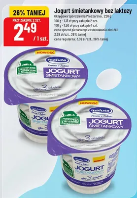Jogurt śmietankowy bez laktozy Mlekovita promocja w POLOmarket