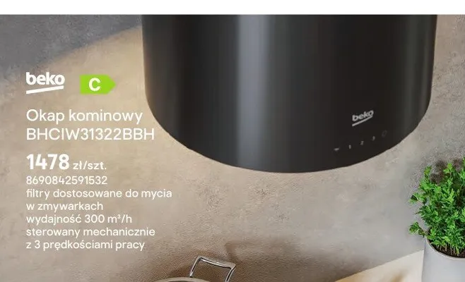 Okap kominowy beko BHCIW31322BBH promocja w Castorama