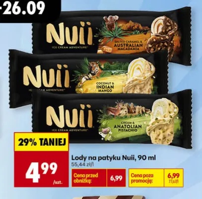 Lody na patyku Nuii Salted Caramel & Australian Macadamia promocja w Biedronka