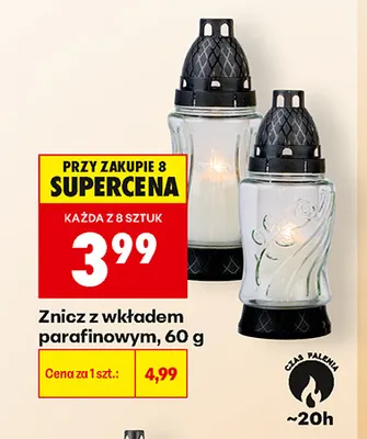 Znicz z wkładem parafinowym promocja w Biedronka
