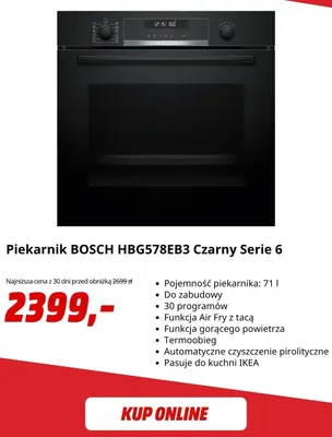 Piekarnik Bosch HBG578EB3 czarny Serie 6 promocja w Media Markt