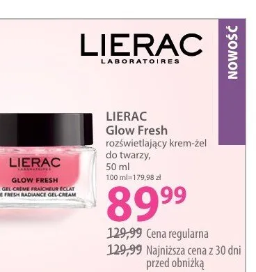 Rozświetlający krem-żel do twarzy Lierac Glow Fresh promocja w Hebe