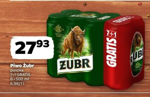 Piwo Żubr puszka 7+1 GRATIS promocja w Netto