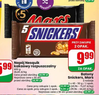 Batony Mars 5-pak promocja w Dino