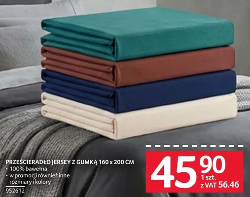 Prześcieradło jersey z gumką 160 x 200 cm promocja w Selgros
