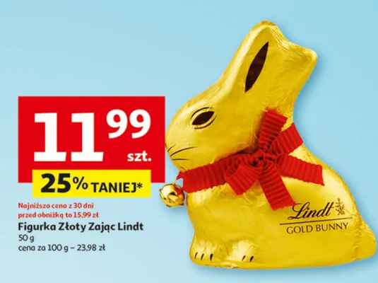 Figurka Złoty Zając Lindt promocja w Auchan