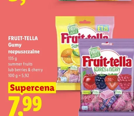 Gumy rozpuszczalne Fruit-tella Summer Fruits promocja w Lidl