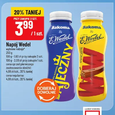 Napój mleczny Bakoma E.Wedel o smaku batona WW Klasyk promocja w POLOmarket
