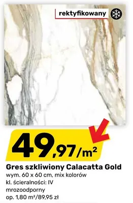Gres szkliwiony Calacatta Gold promocja w Bricomarche