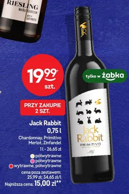 Wino Jack Rabbit Primitivo półwytrawne różowe promocja w Żabka