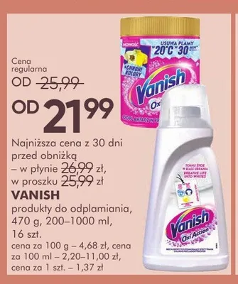 Płyn do odplamiania Vanish Oxi Action promocja w Super-Pharm