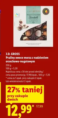 Praliny owoce morza z nadzieniem orzechowo-nugatowym J.D. Gross promocja w Lidl