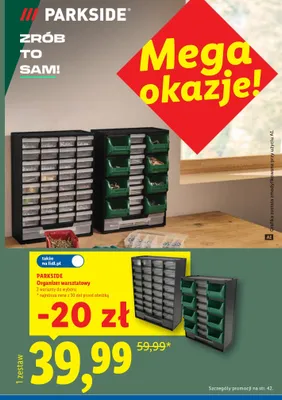 Organizer warsztatowy Parkside z szufladkami promocja w Lidl