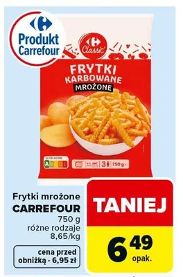Frytki mrożone karbowane promocja w Carrefour Market
