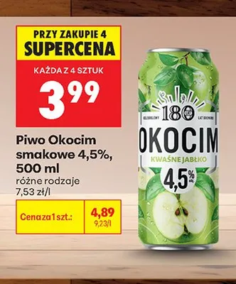 Piwo Okocim smakowe Kwaśne Jabłko 4,5% promocja w Biedronka