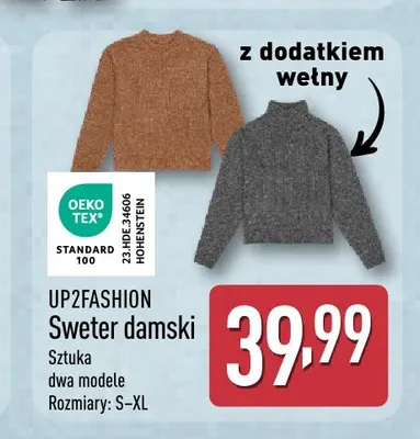 Sweter damski z dodatkiem wełny UP2FASHION promocja w Aldi