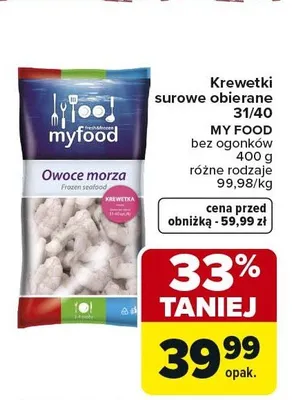 Krewetki surowe obierane 31/40 promocja w Carrefour