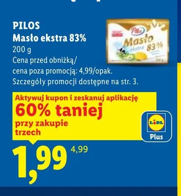 Masło ekstra 83% Pilos promocja w Lidl