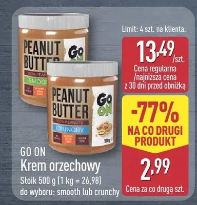 Krem orzechowy crunchy Go On promocja w Aldi