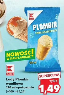 Lody Plombir waniliowe promocja w Kaufland