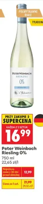 Wino bezalkoholowe Peter Weinbach Riesling 0% białe promocja w Biedronka