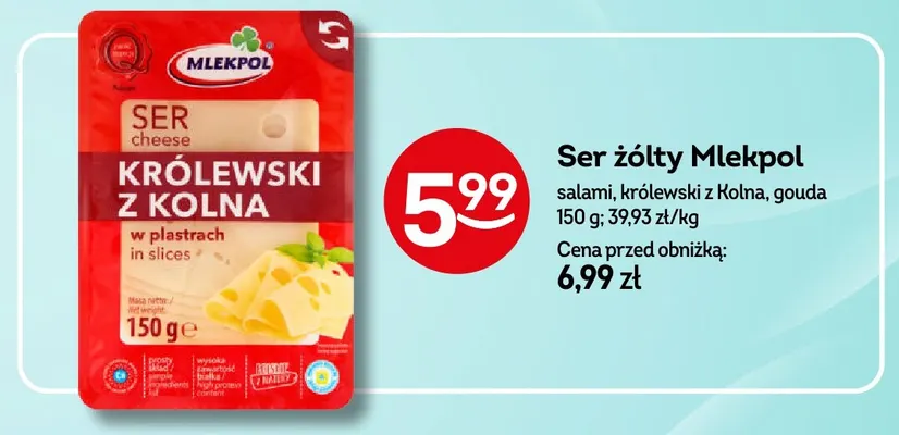 Ser żółty Mlekpol salami promocja w Żabka