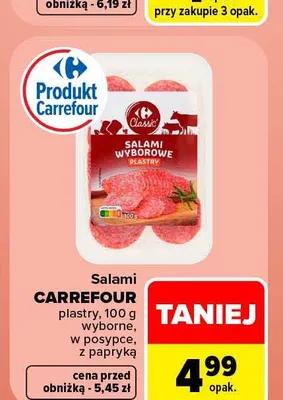 Salami w plastrach wyborne Carrefour promocja w Carrefour