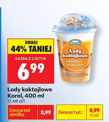 Lody koktajlowe krówka-kukułka promocja w Biedronka