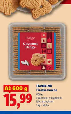 Ciastka kruche z migdałami Favorina promocja w Lidl