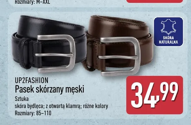 Pasek skórzany męski Up2fashion promocja w Aldi