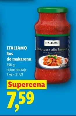 Sos do makaronu Italiamo Pastasauce alla Romana promocja w Lidl