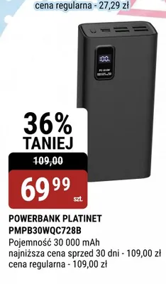 Powerbank PLATINET PMPB30WQC728B Pojemność 30 000mAh promocja w bi1