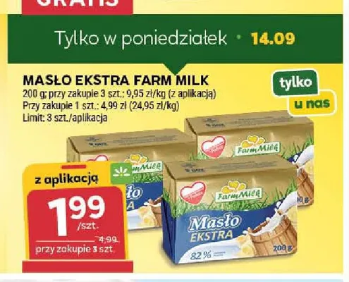 Masło ekstra Farm Milk promocja w Stokrotka